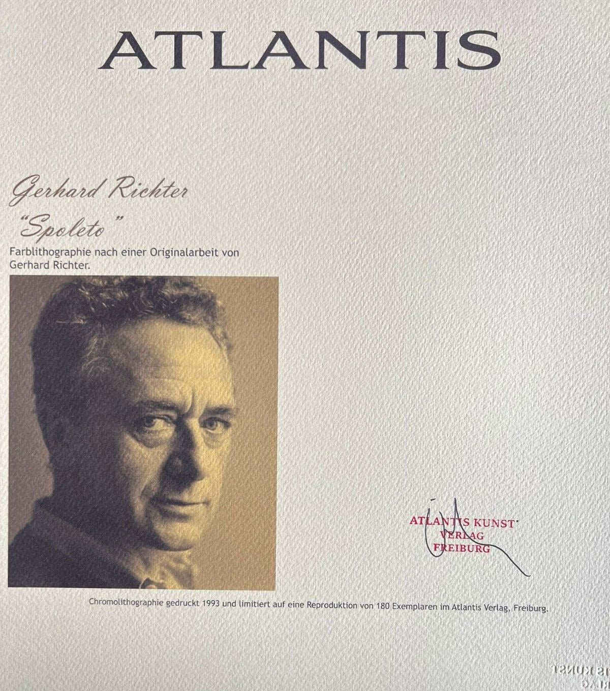 Gerhard Richter Lithograph Signed Coa (Hand Numbered)