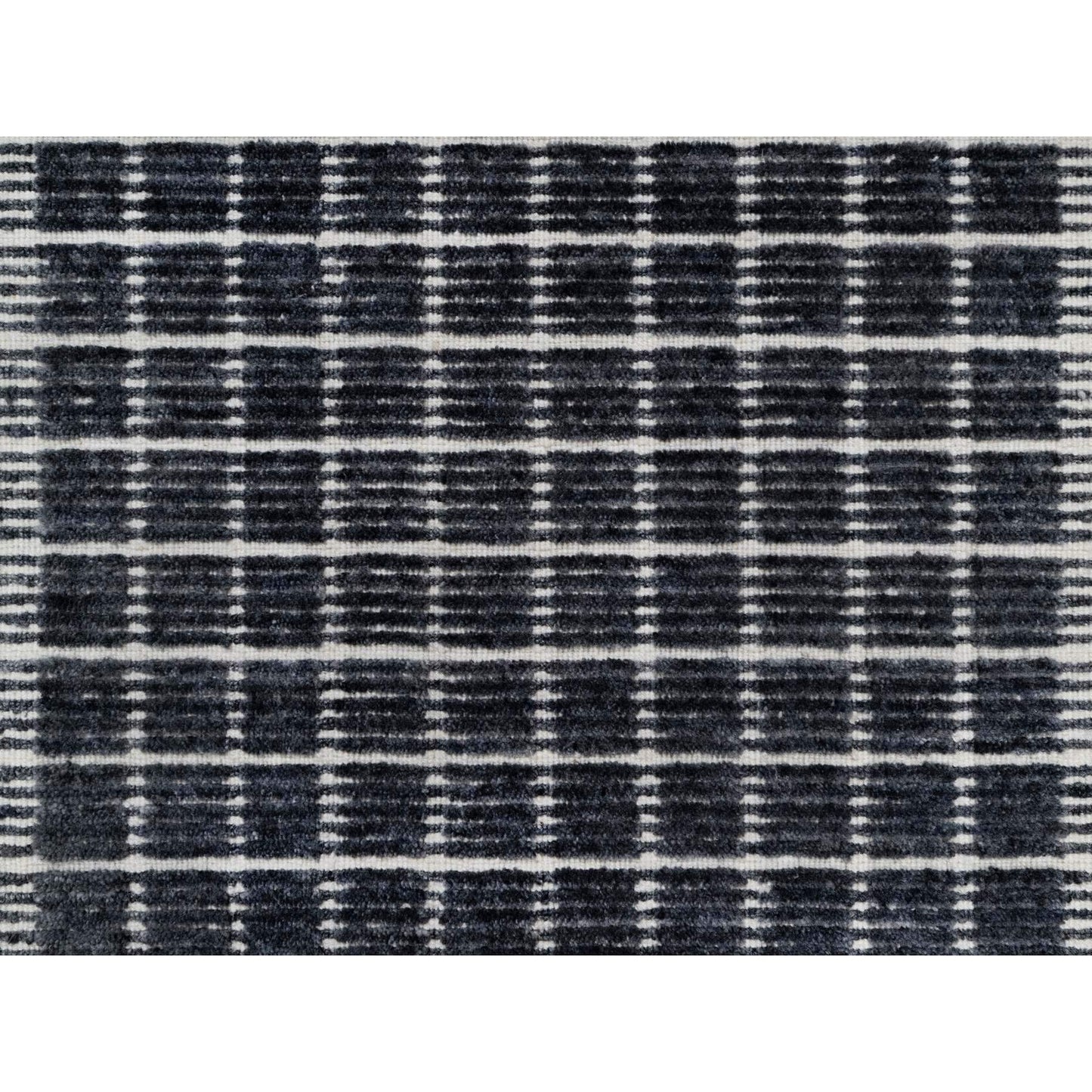 2'3"X3'1" Black Modern Natural Wool Box Design Loomed Knotted Mat Rug