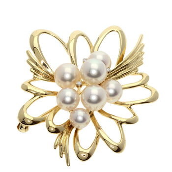 Mikimoto   Brooch Pearl Pearl Diamond K14 Yellow