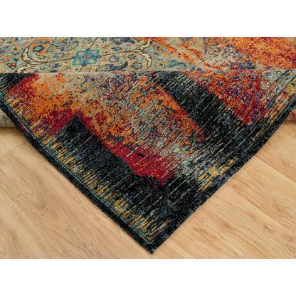 6'2"X9' Red Wool Hand Knotted Ancient Ottoman Erased Design Rug