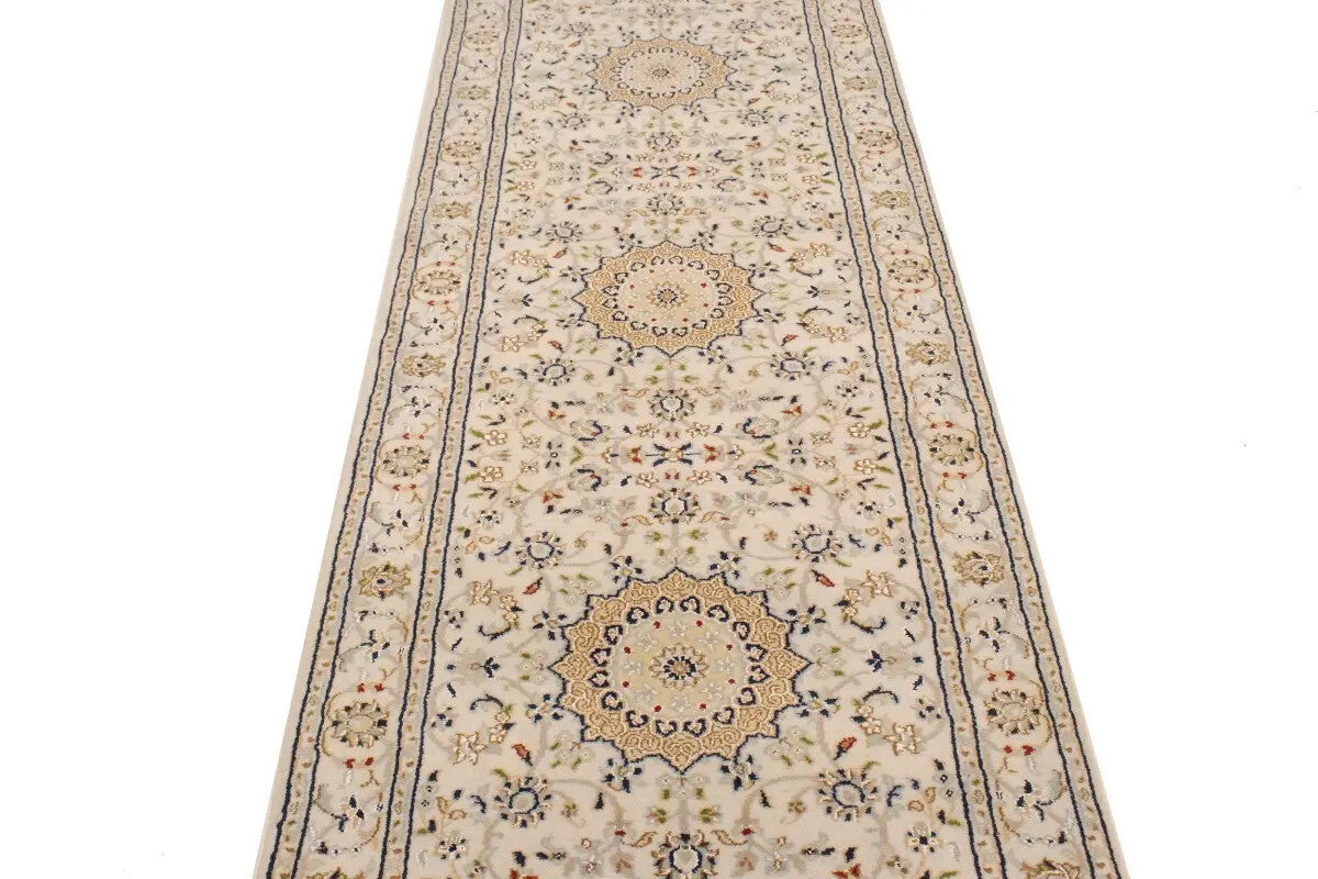 Extra Fine Floral Indo-Nain Runner Rug Oversized