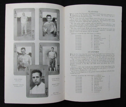 Vintage 1927 Alabama Vs. Stanford Ncaa Football Game Program 194679