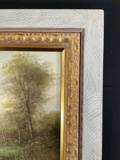 Framed Original Oil Painting European Landscape Windmill Signed Frederiks