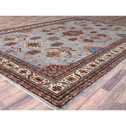 10'2"X14' Koala Gray Afghan Super Kazak Hand Knotted Wool Oriental Rug
