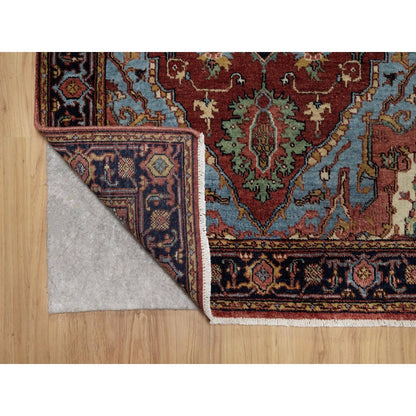 3'1"X5'2" Red Antiqued Fine Heris Re-Creation Rug Hand Knotted Soft Wool