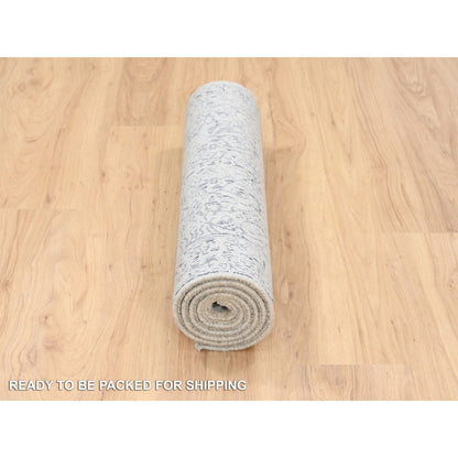 2'6"X6'1" Gray Wool And Silk Hand Loomed Fine Jacquard Round Rug