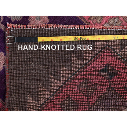 2'X11' Pink Vintage Northwest Zoroastrian Hand Knotted Pure Wool Runner Rug