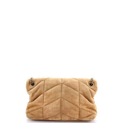 Saint Laurent Loulou Puffer Shoulder Bag Quilted Suede Small