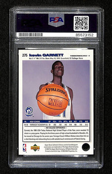 Kevin Garnett Hof Signed/Auto On Card 1995-96 Upper Deck Rc Card #275 Psa/Dna4