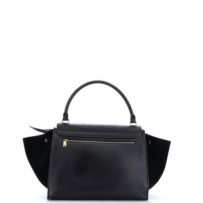 Celine Trapeze Bag Crocodile Embossed Leather Large
