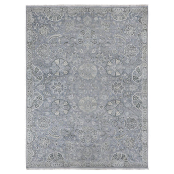 9'X12' Goose Gray Oushak Design Silk With Wool Hand Knotted Rug