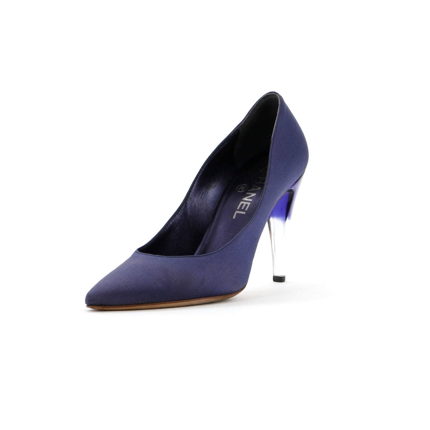 Chanel Women'S Pointed Toe Pumps Satin And Lucite