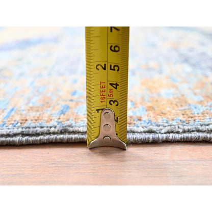 2'6"X13'9" Blue Mamluk Design Soft Wool Hand Knotted Runner Oriental Rug