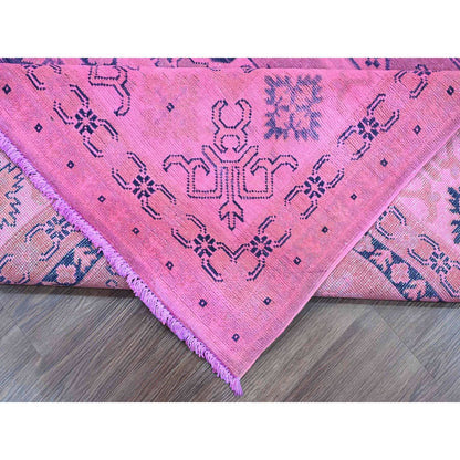 7'10"X9'7" Pink Overdyed Kazak Medallions Design Wool Hand Knotted Rug