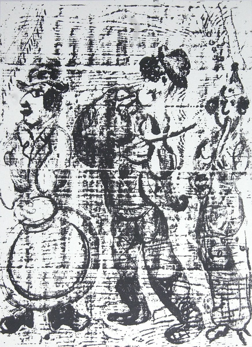 Marc Chagall The Wandering Musicians " Lithograph Modernism Blac