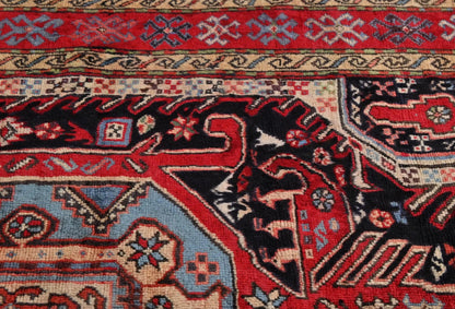 Red Tribal Geometric Design Oriental Rug 4X6 Ft
