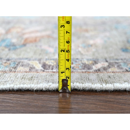 8'6"X11'3" Light Brown Antiqued Tebraz Design Pure Wool Hand Knotted Rug