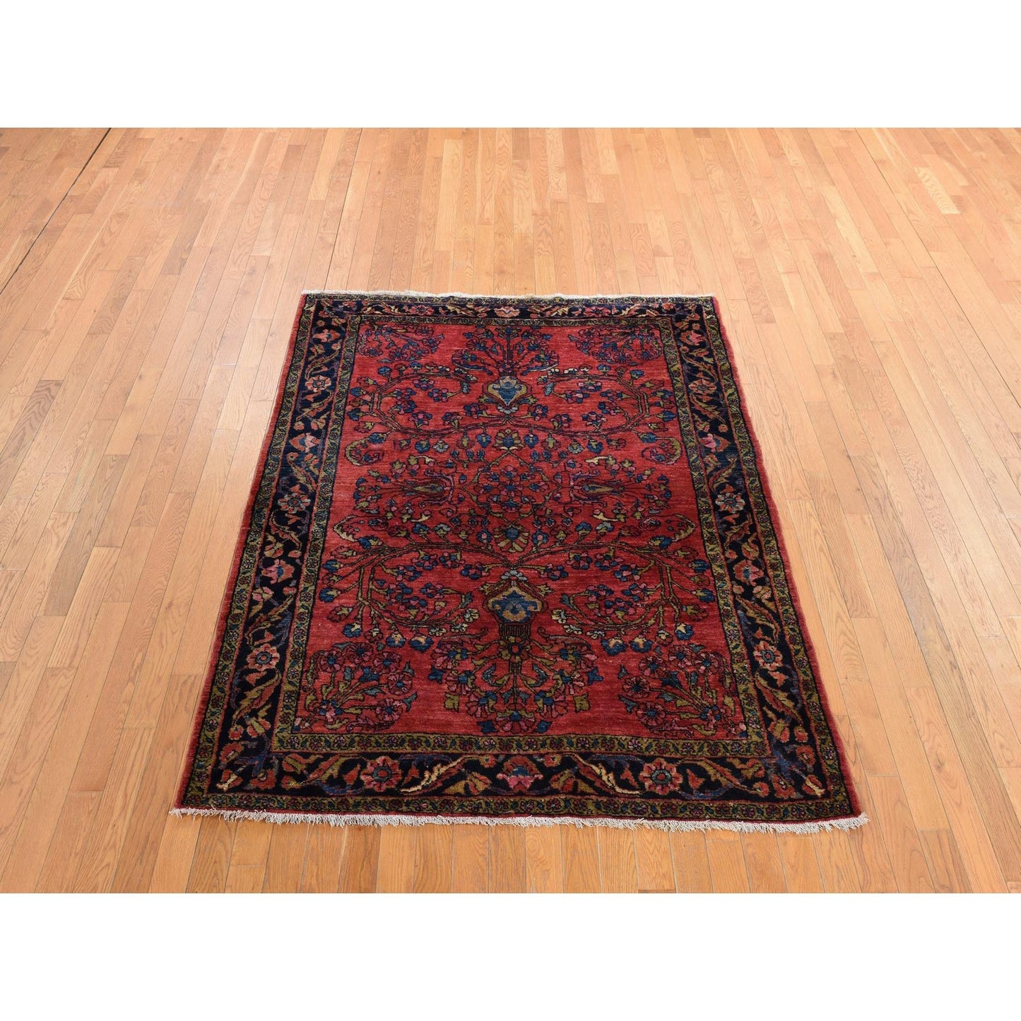 5'3"X6'7" Red Antique Zoroastrian Clean And Soft Wool Hand Knotted Rug