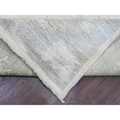 8'10"X17'4" White Afghan Angora Oushak Wool Hand Knotted Oversized Rug
