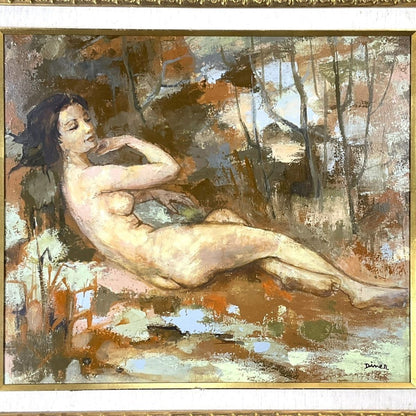 Pierre Diner Original Oil Painting Nude Female Reclining  French Artist Framed