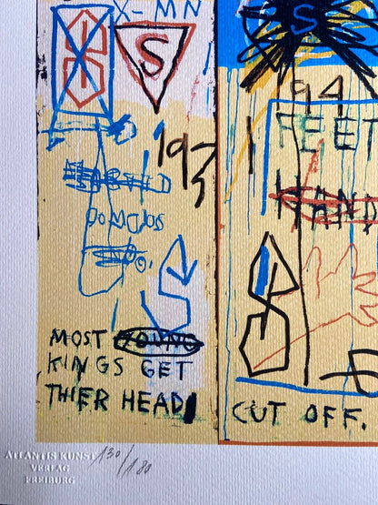 Jean-Michel-Basquiat Lithograph Coa - Signed Numbered In Pencil