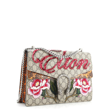 Gucci Dionysus Bag Embroidered Gg Coated Canvas With Python Medium
