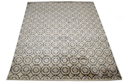 8X10 Handmade Modern Geometric Style Rug Beige Contemporary Home Decor Carpet