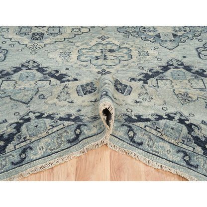 8'10"X12' Silver Gray Extra Soft Wool Hand Knotted Anatolian Design Rug