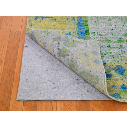 6'X9'4" Jewellery Design Sari Silk With Wool Colorful Hand Knotted Rug
