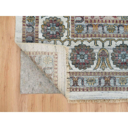 12'X17'10" Ivory Hand Knotted Rosettes Border Wool Oversize Oriental Rug