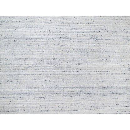 12'2"X17'10" Gray Modern Striae Design Wool Hand Loomed Oversized Rug