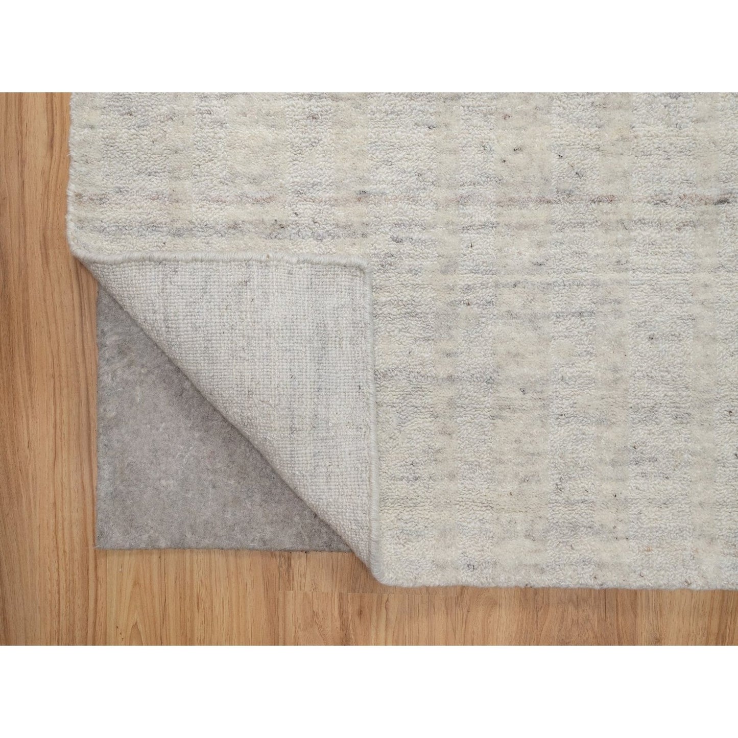 2'6"X12' Ivory Vertical Stripe Design Hand Loomed Natural Wool Runner Rug