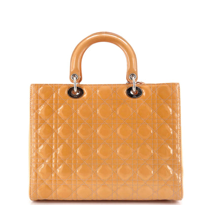 Christian Dior Lady Dior Bag Cannage Quilt Patent Large