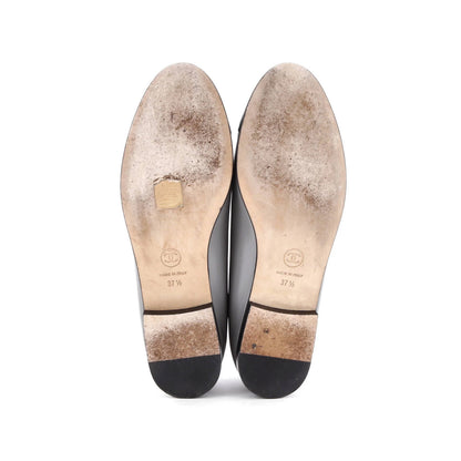 Chanel Women'S Cc Cap Toe Bow Ballerina Flats Leather