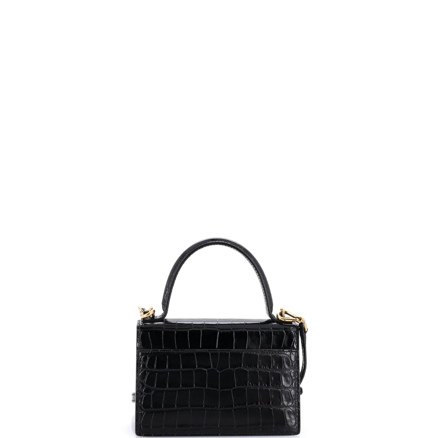 Balenciaga Sharp Top Handle Bag Crocodile Embossed Leather Xs