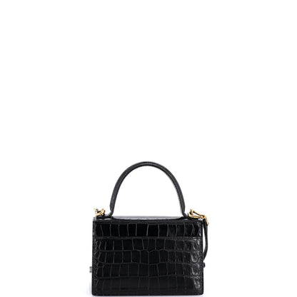 Balenciaga Sharp Top Handle Bag Crocodile Embossed Leather Xs
