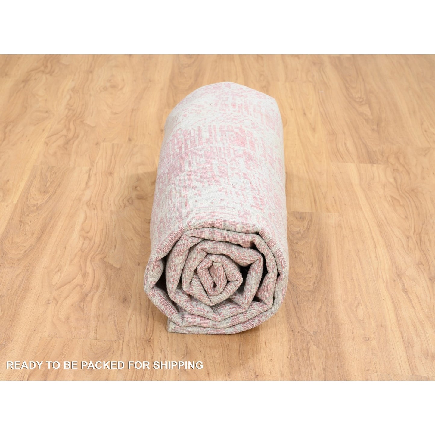 10'X10' Rose Pink Wool And Art Silk Jacquard Hand Loomed Round Rug