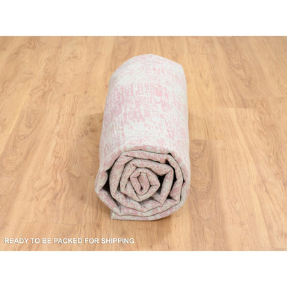 10'X10' Rose Pink Wool And Art Silk Jacquard Hand Loomed Round Rug