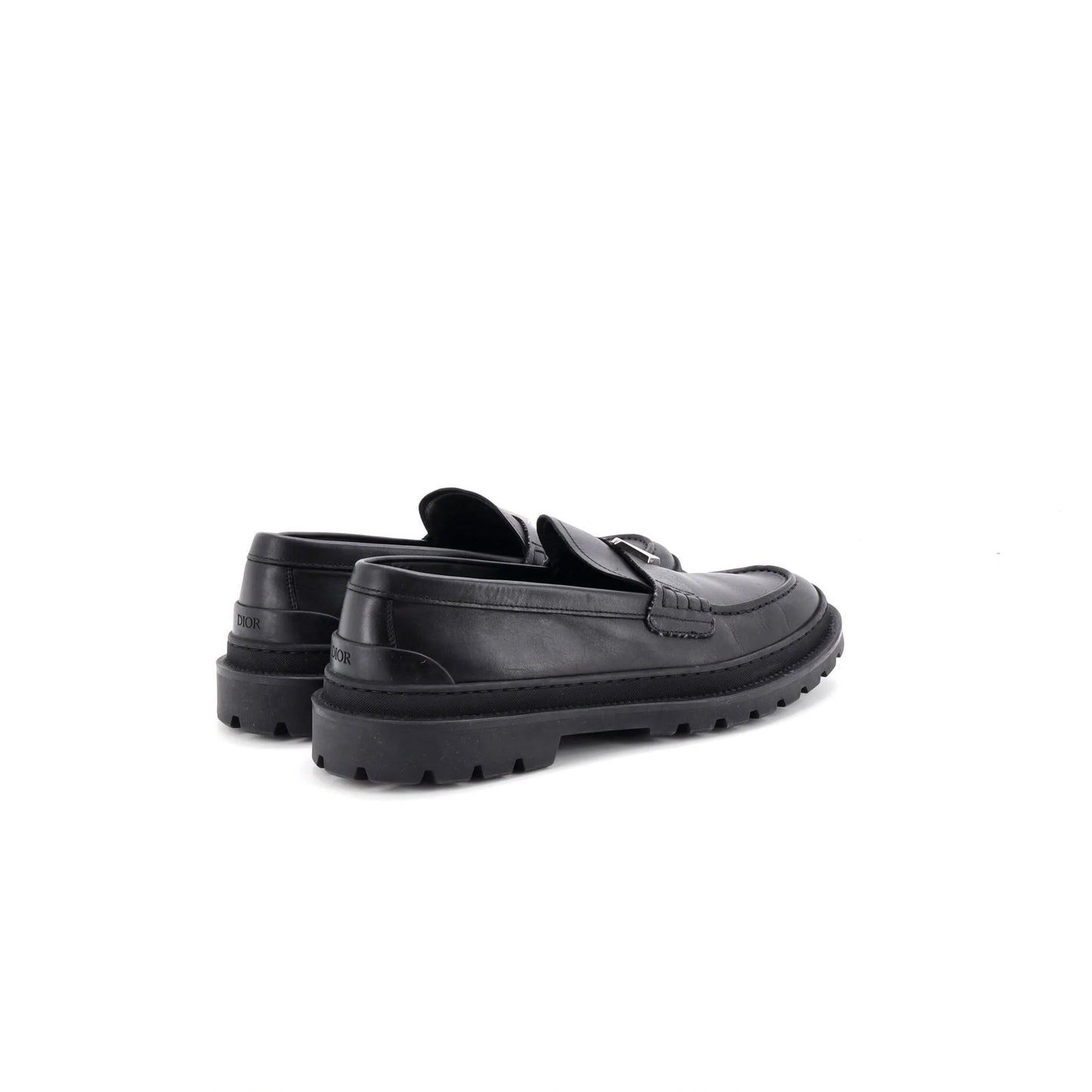 Christian Dior Men'S Logo Plaque Loafers Leather