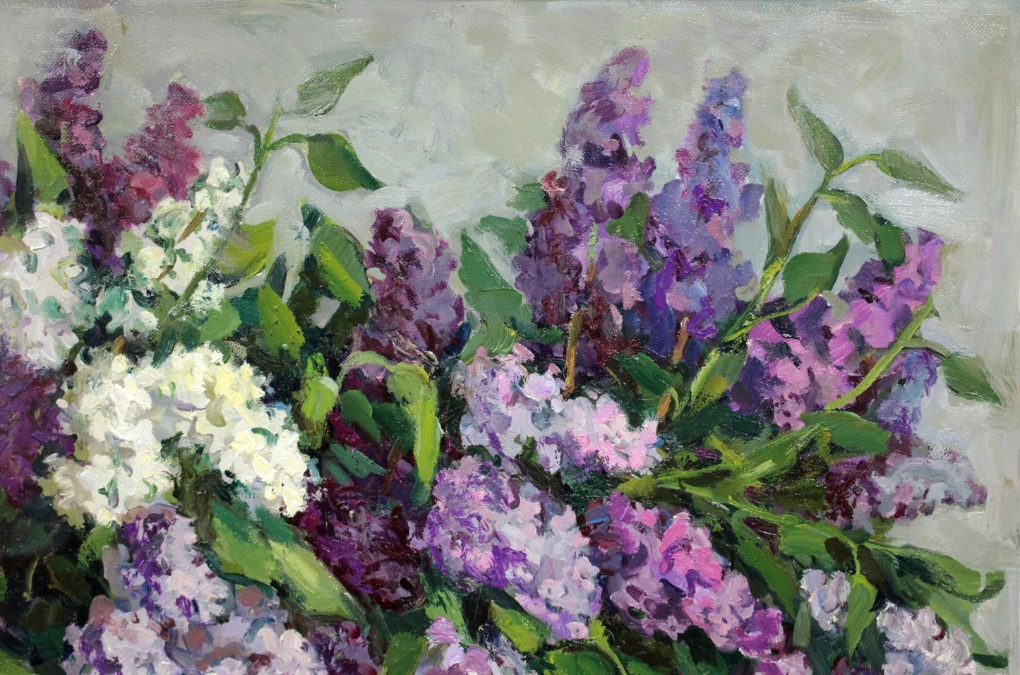 Natalia Navashina Krandievskaya Lilacs In A Basket Soviet Oil Painting Signed