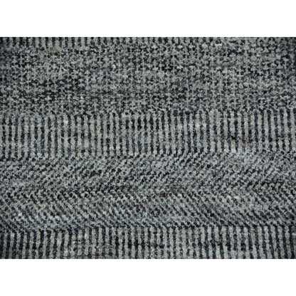 8'X10' Power Gray Hand Knotted Modern Grass Design Organic Wool Rug