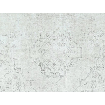 9'3"X13' Ivory Vintage Farsian Tebraz Worn Wool Hand Knotted Rug