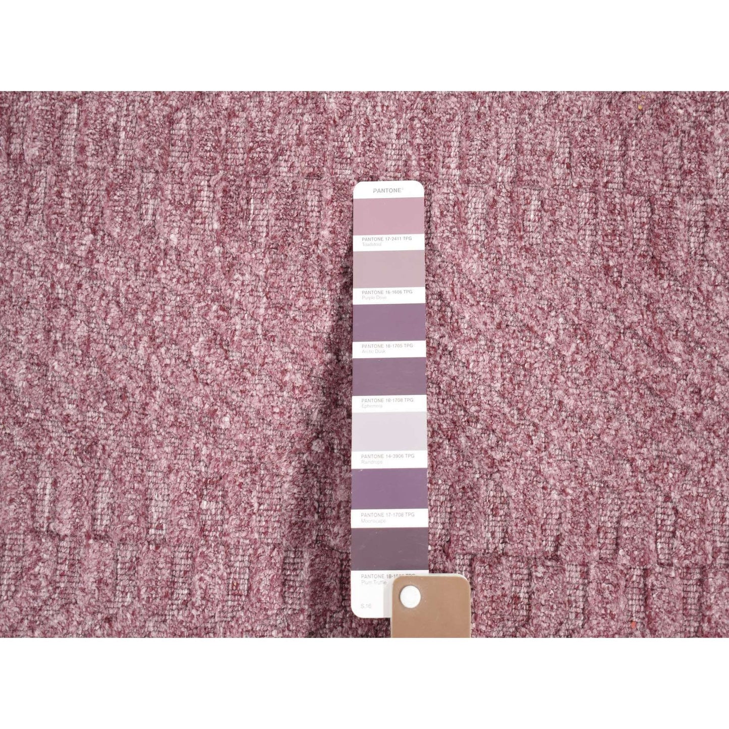 8'X10'1" Liserian Purple Hand Loomed Pure Wool Tone On Tone Oriental Rug