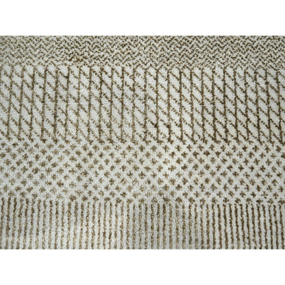 10'X14' Brown Modern Grass Design Wool And Silk Hand Knotted Oriental Rug