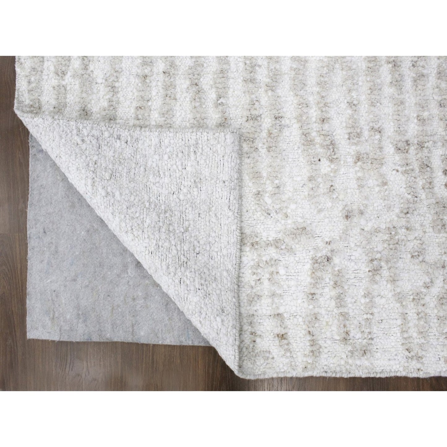 9'1"X12'1" Ivory Minimalist Swedish Design Hand Knotted Natural Wool Rug