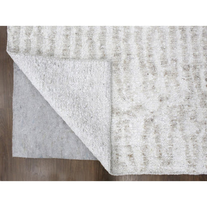 9'1"X12'1" Ivory Minimalist Swedish Design Hand Knotted Natural Wool Rug