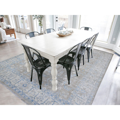 8'9"X12' Brown White Wash Peshawar Wool Hand Knotted Oriental Rug