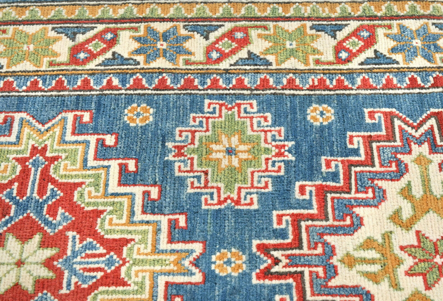 Kazak Oriental Runner Rug Tribal Geometric