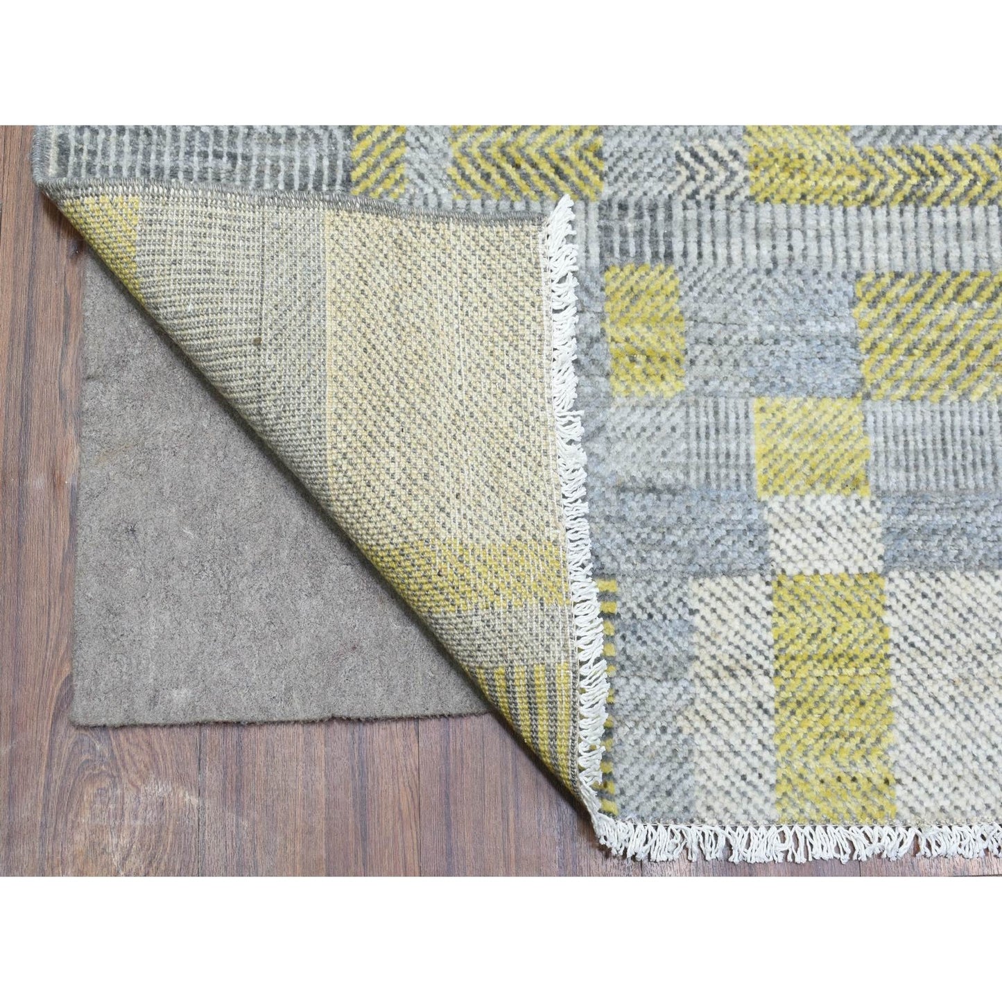 Rug 7'9"x10'2" Light Gray Modern Design Soft Organic Wool Hand Knotted