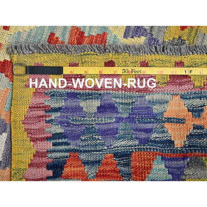 3'4"X5' Colorful Afghan Kilim Flat Weave 100% Wool Hand Woven Rug
